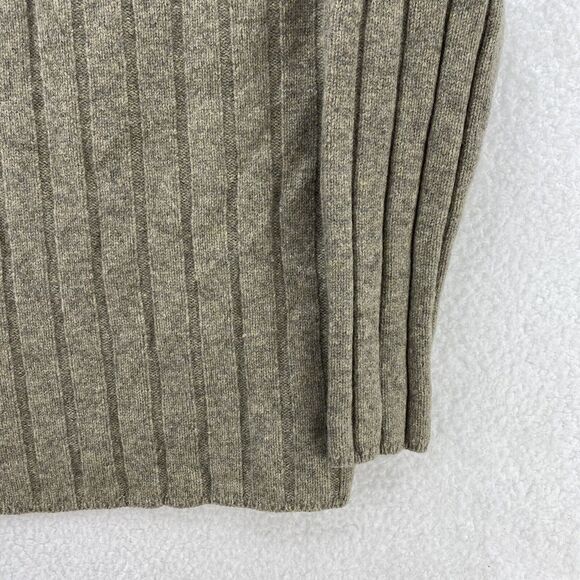 GAP Sweater Men's Large Beige VTG Lambswool Cable Knit Mock Neck 1/4 Zip Preppy - Picture 14 of 16